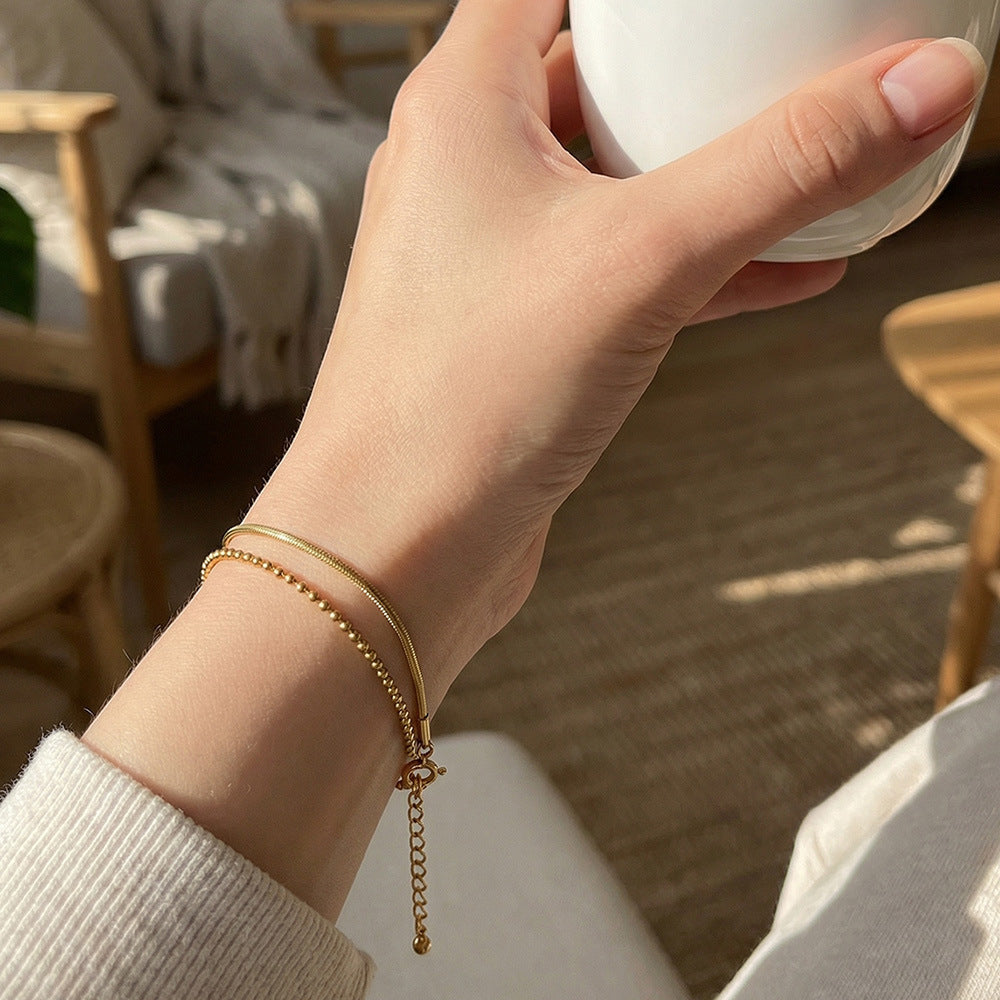 Bead & Snake Chain Bracelet - Moonix