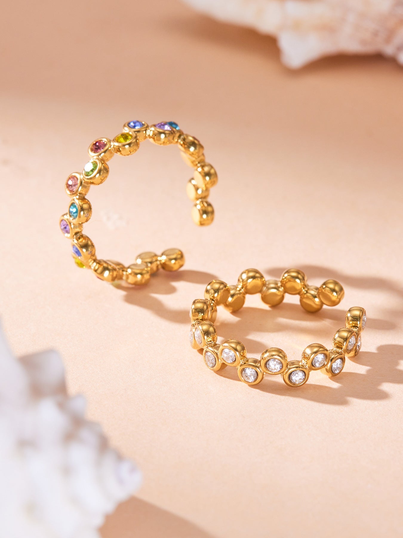 Bubble Sparkle Rainbow Open Ring - Moonix