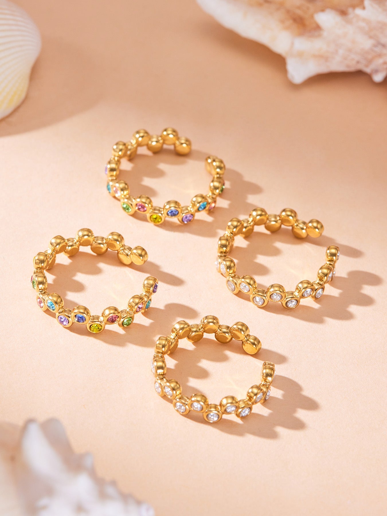 Bubble Sparkle Rainbow Open Ring - Moonix