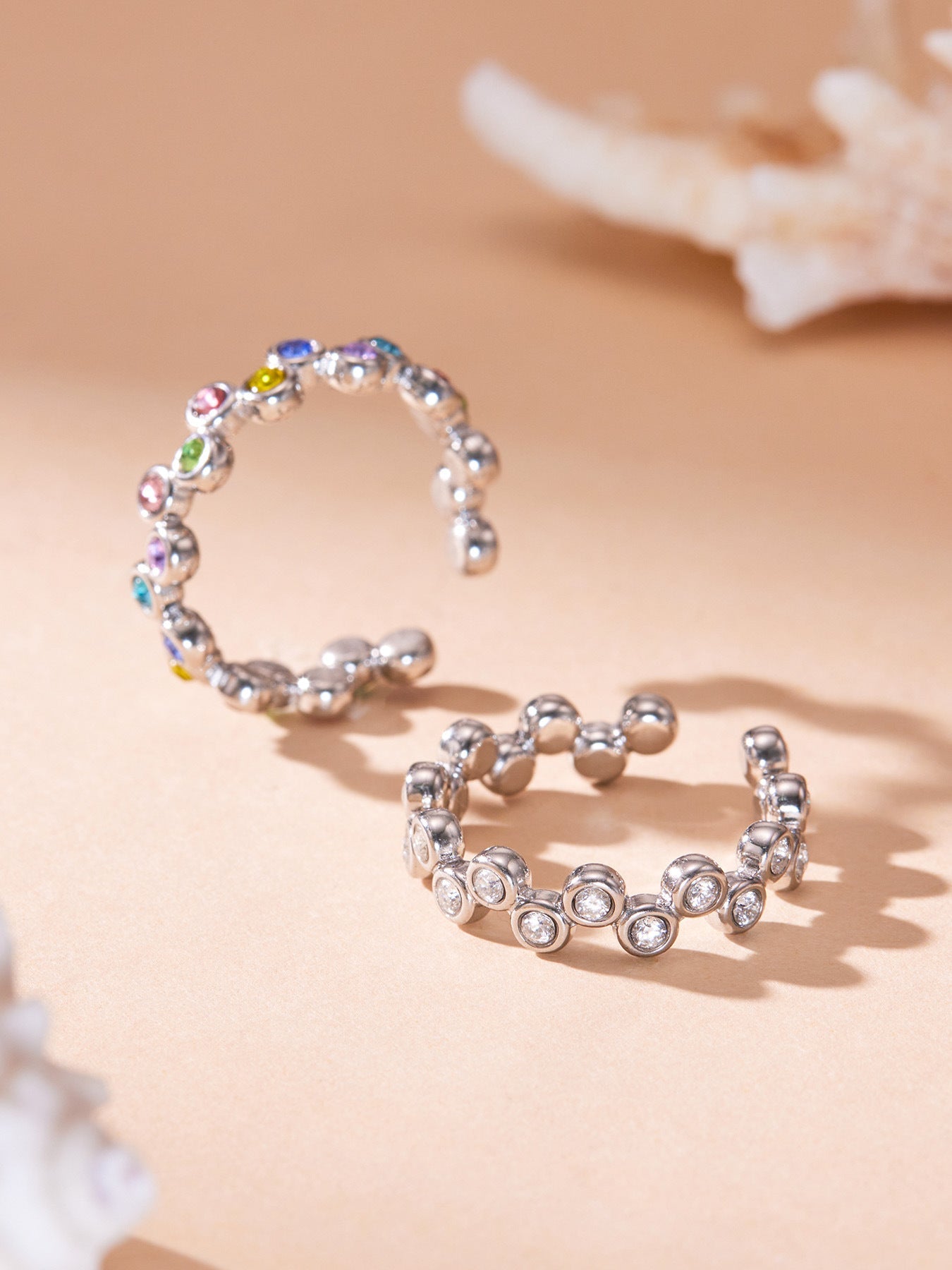 Bubble Sparkle Rainbow Open Ring - Moonix