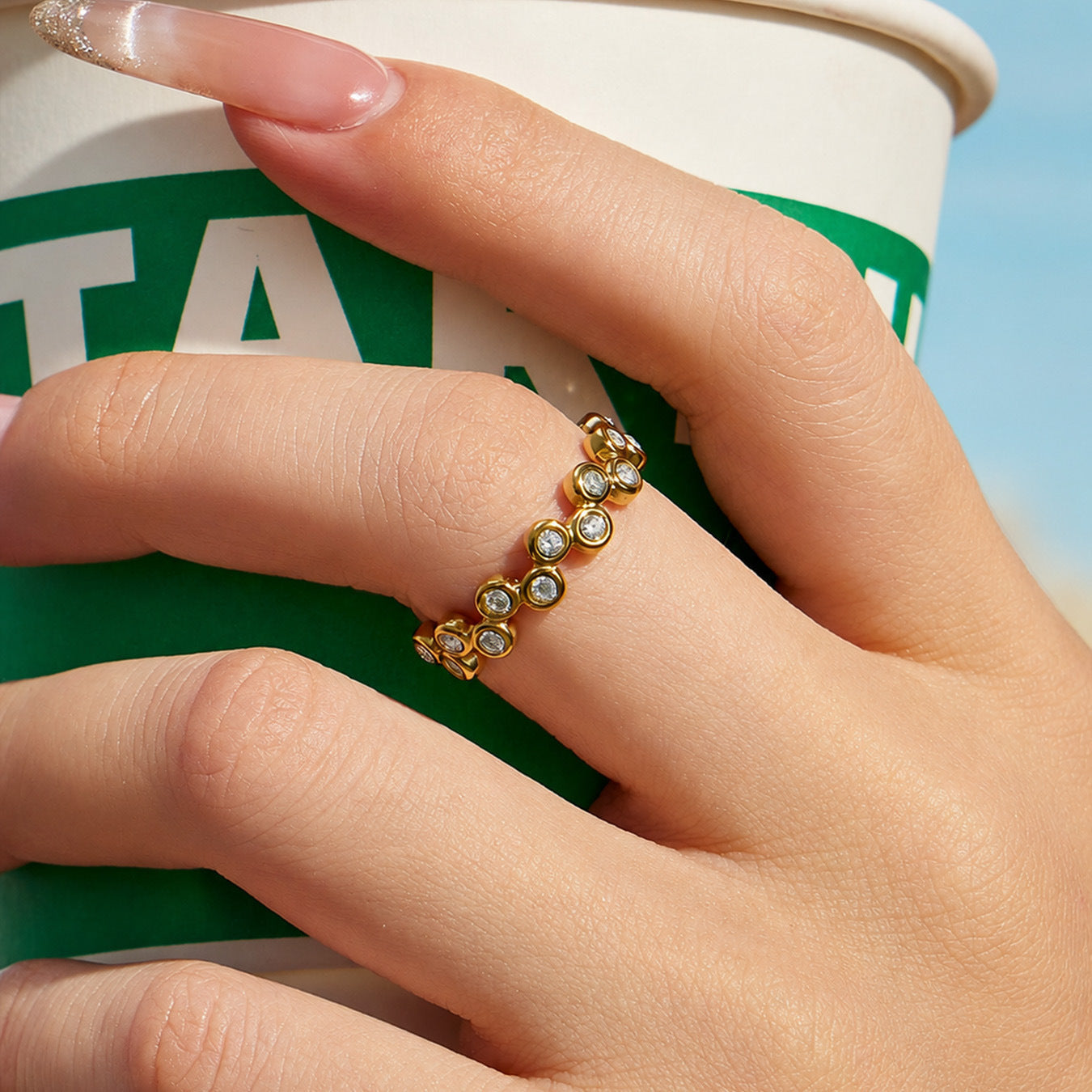 Bubble Sparkle Rainbow Open Ring - Moonix