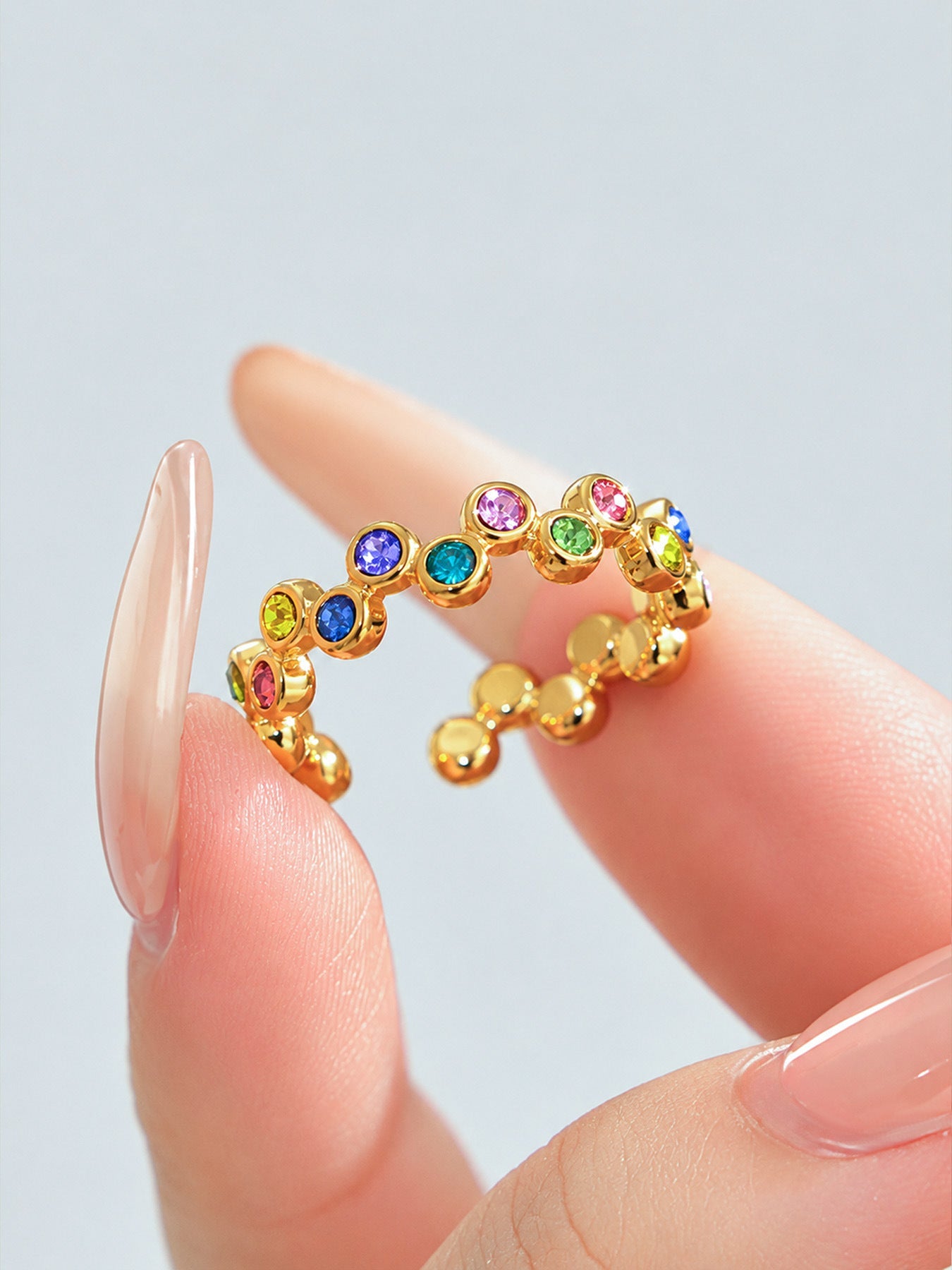 Bubble Sparkle Rainbow Open Ring - Moonix