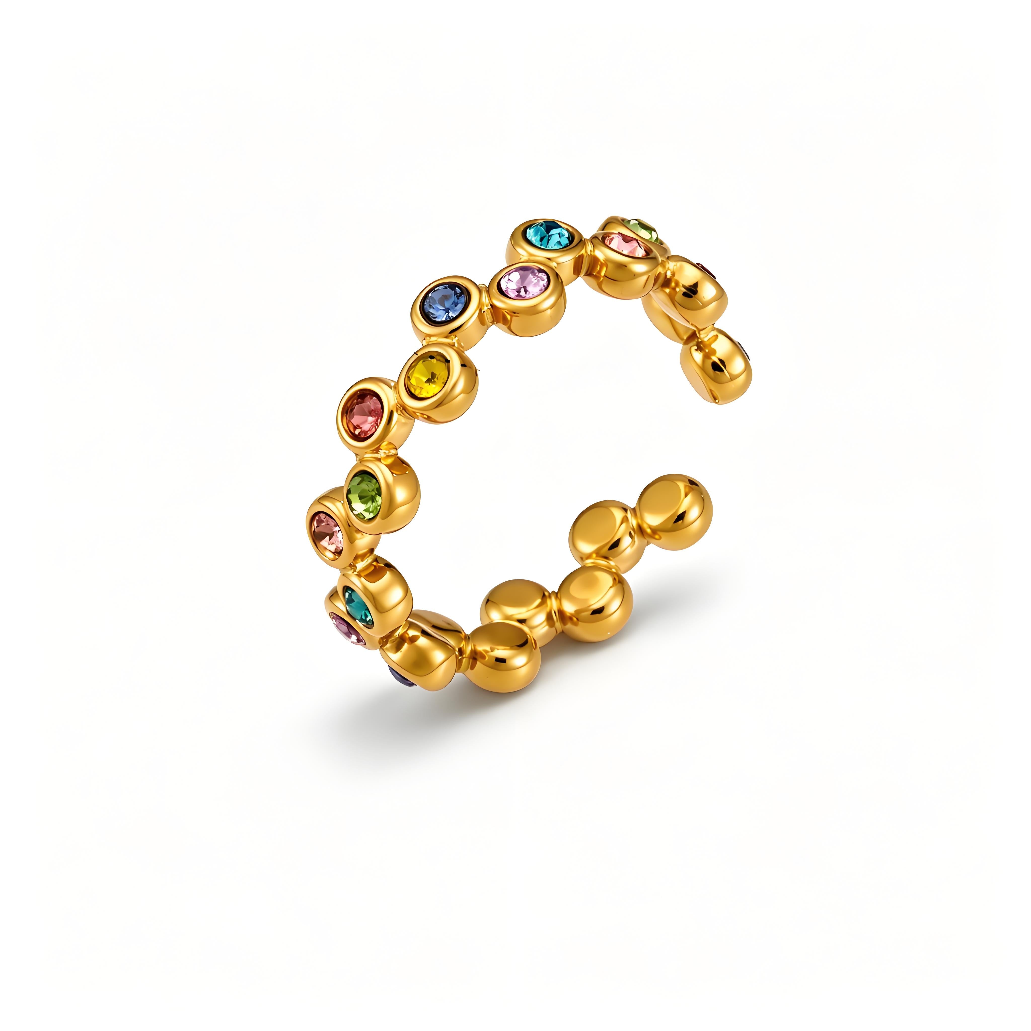 Bubble Sparkle Rainbow Open Ring - Moonix