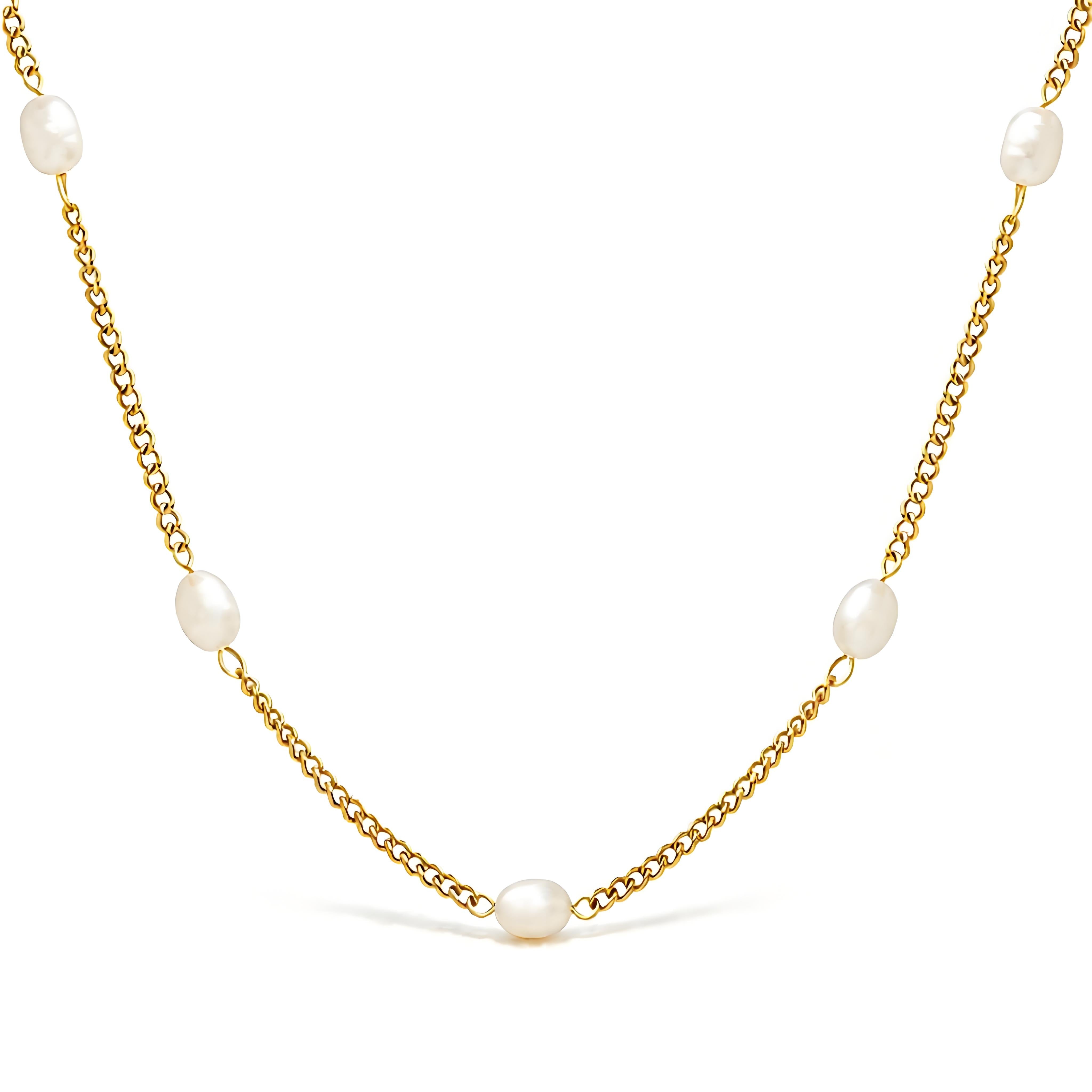 Classic Pearl Station Necklace - Moonix