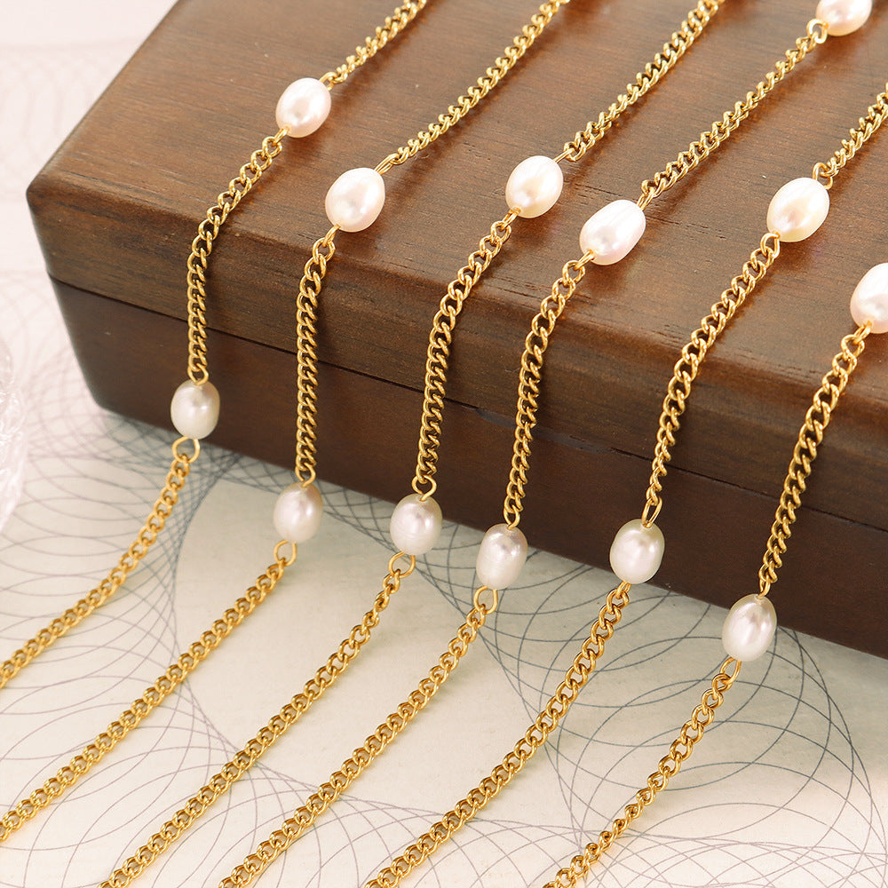 Classic Pearl Station Necklace - Moonix