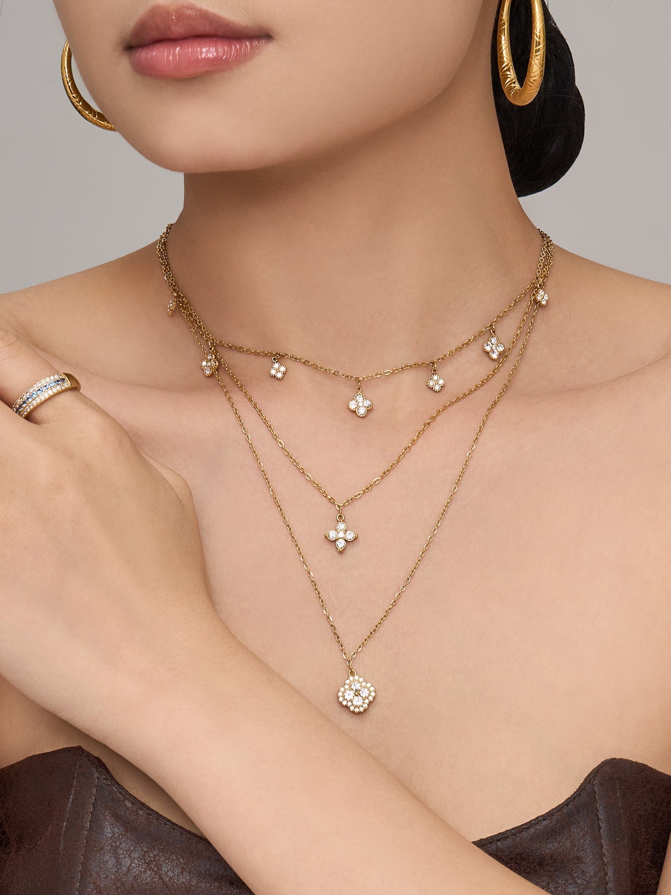 Double Layer Clover Necklace - Moonix