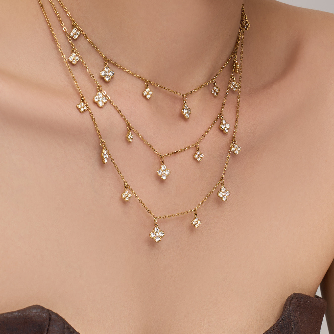 Double Layer Clover Necklace - Moonix