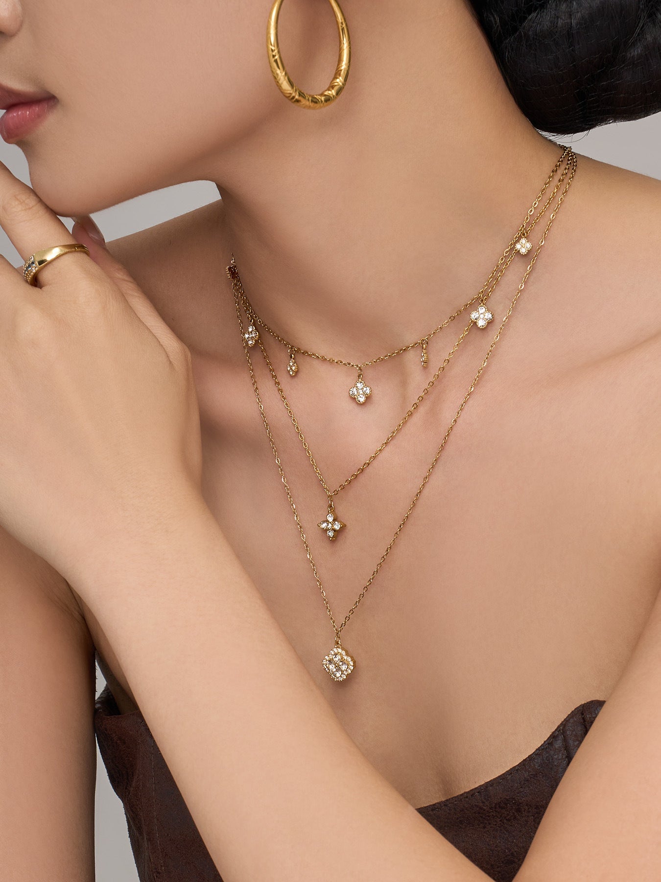 Double Layer Clover Necklace - Moonix