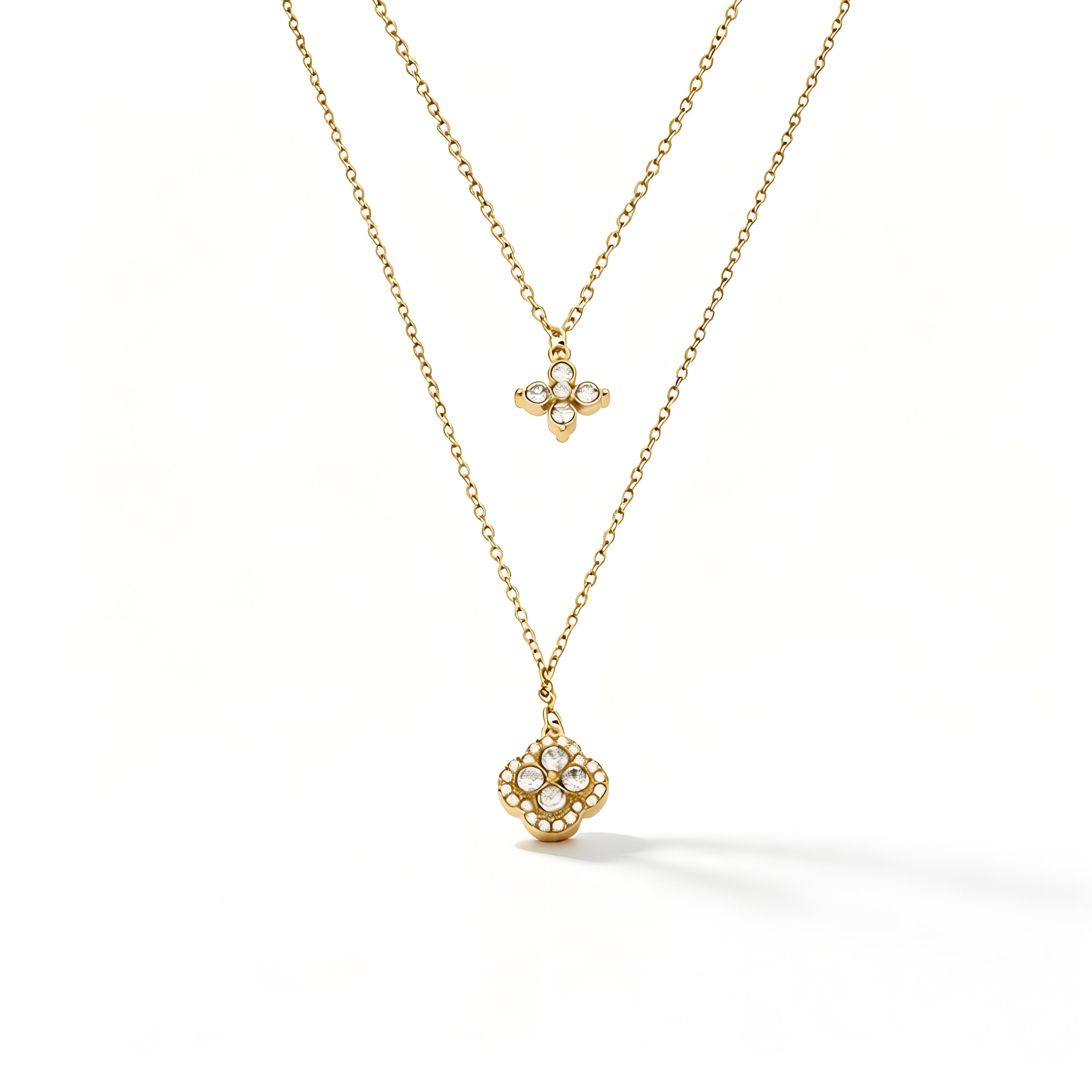 Double Layer Clover Necklace - Moonix