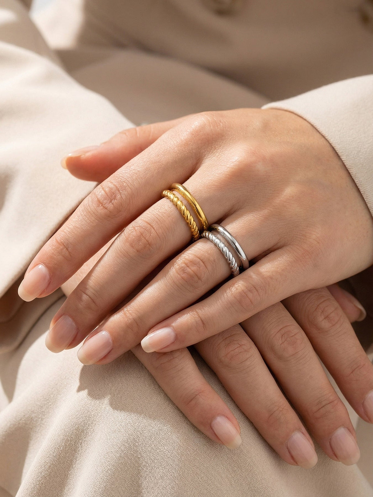 Double Twisted Open Cuff Ring - Moonix