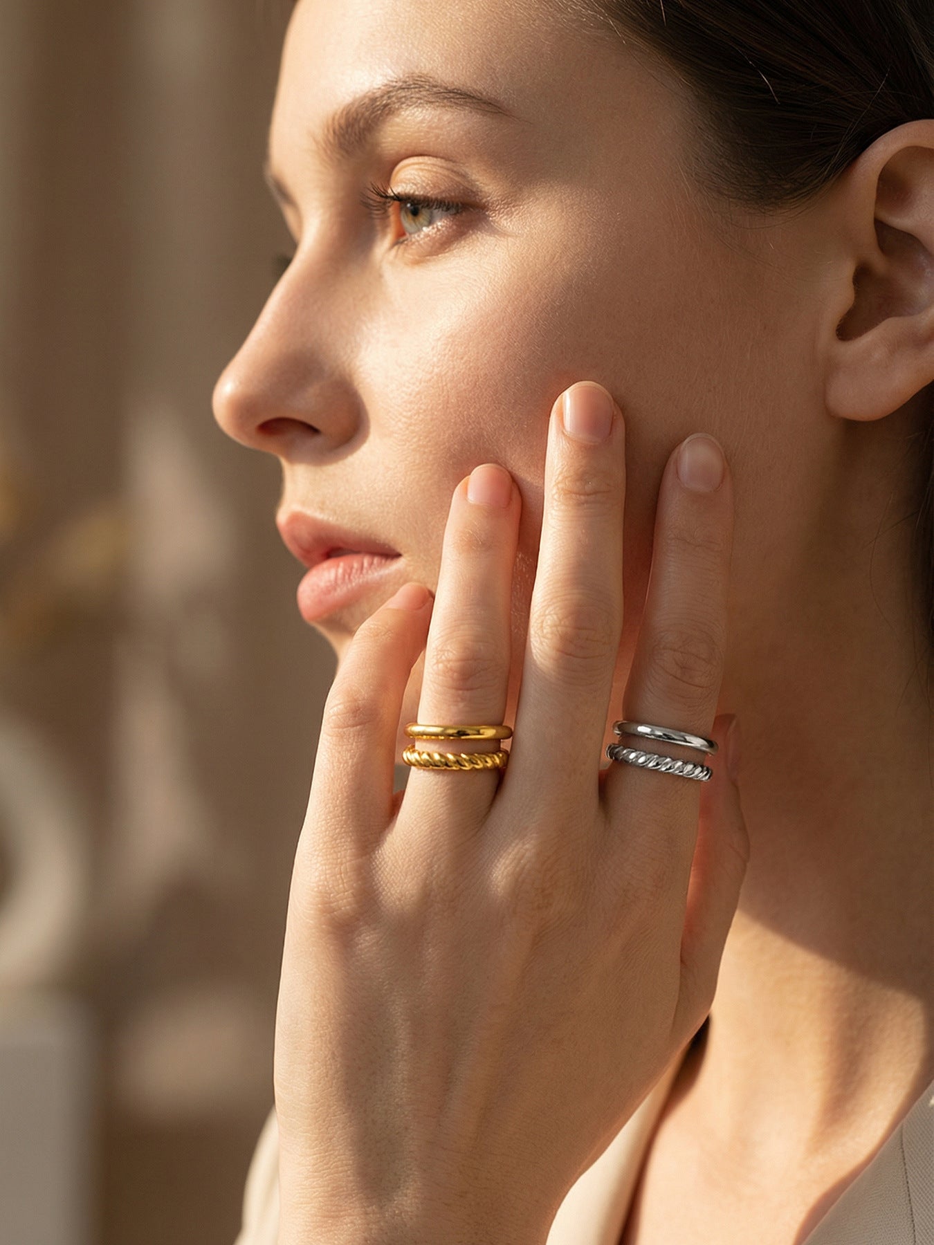 Double Twisted Open Cuff Ring - Moonix