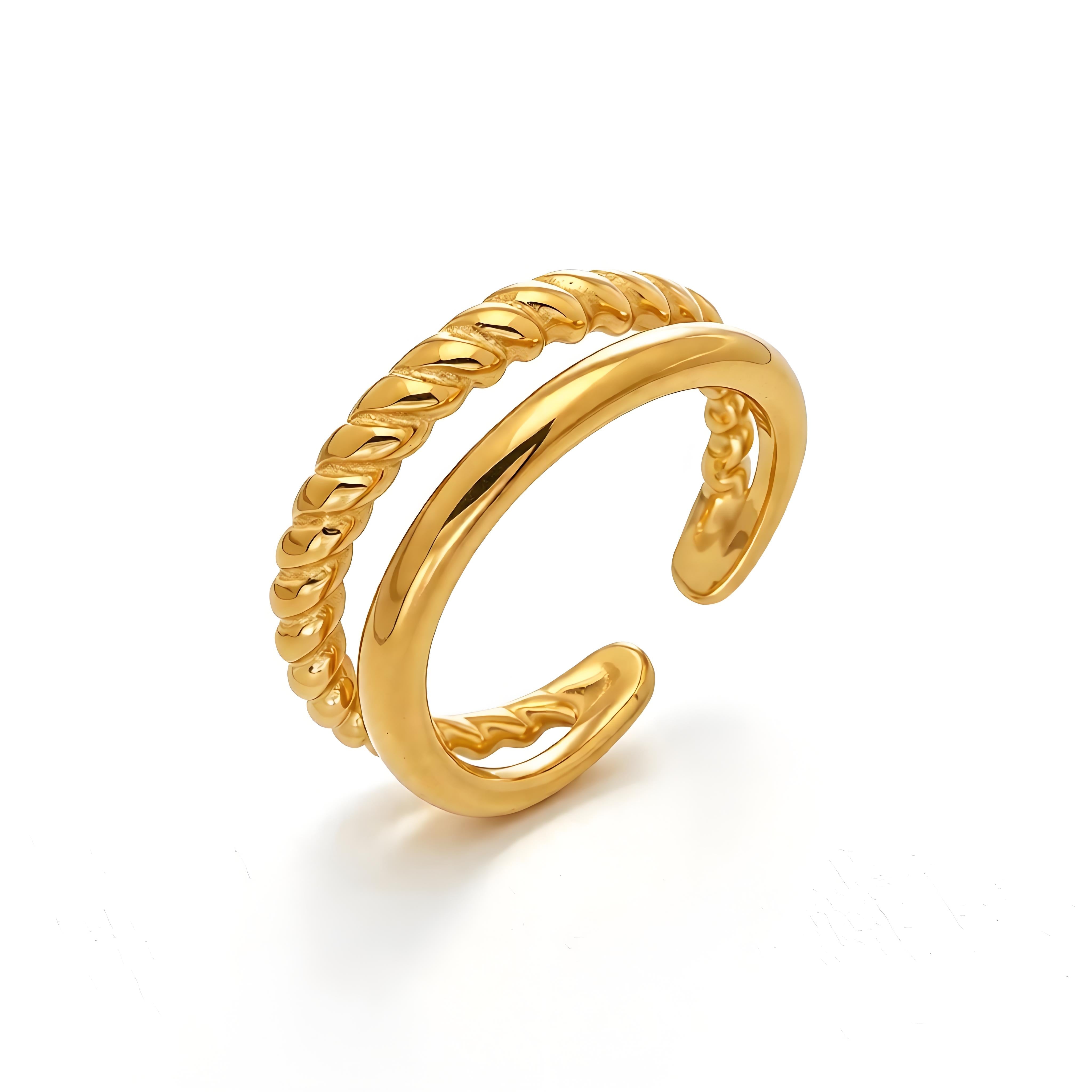 Double Twisted Open Cuff Ring - Moonix