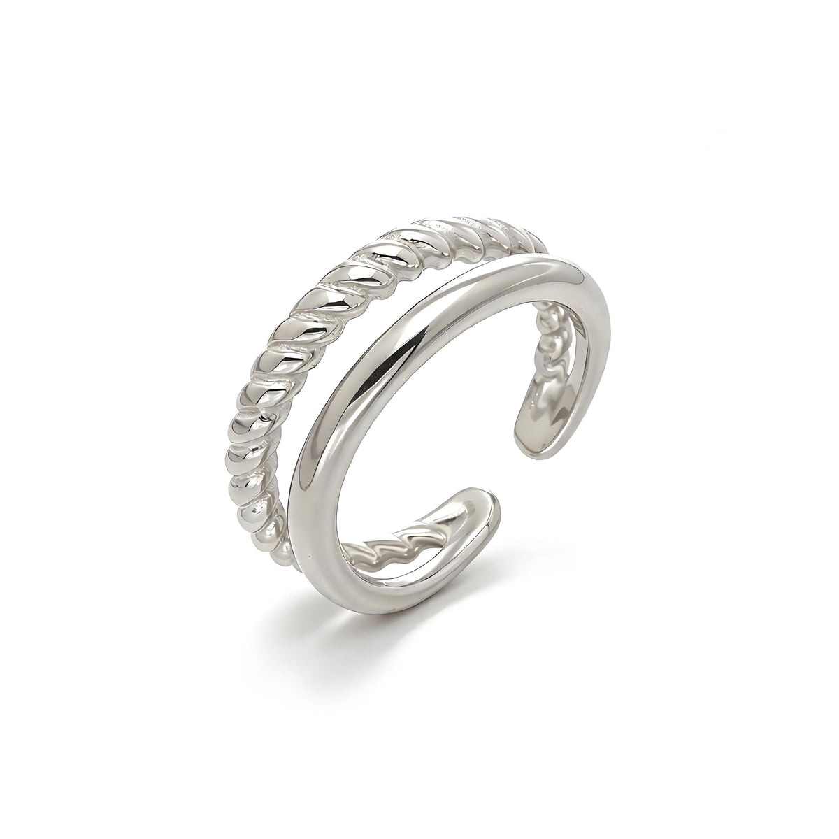 Double Twisted Open Cuff Ring - Moonix