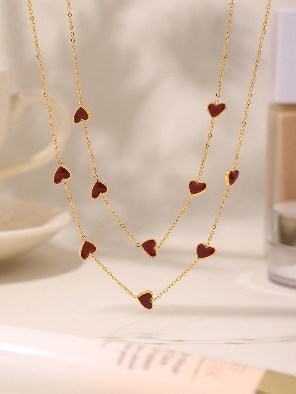 Enamel Heart Necklace - Moonix
