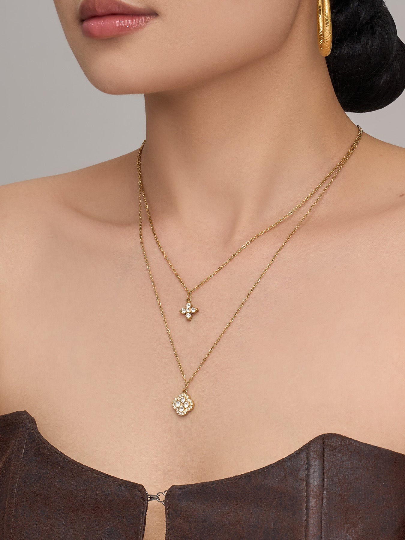 Double Layer Clover Necklace - Moonix