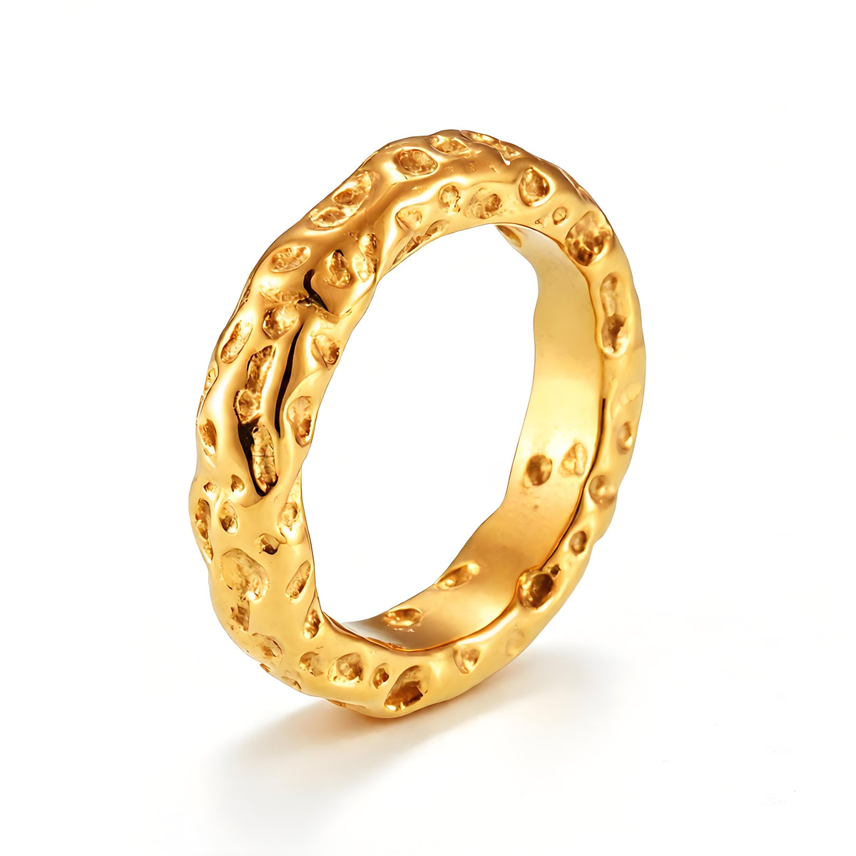 Hammered Crater Band Ring - Moonix