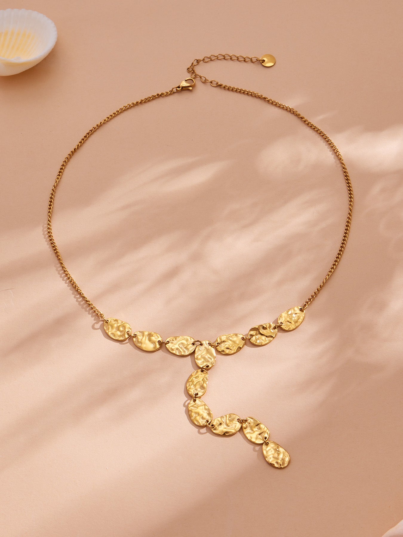 Hammered Y Drop Necklace - Moonix