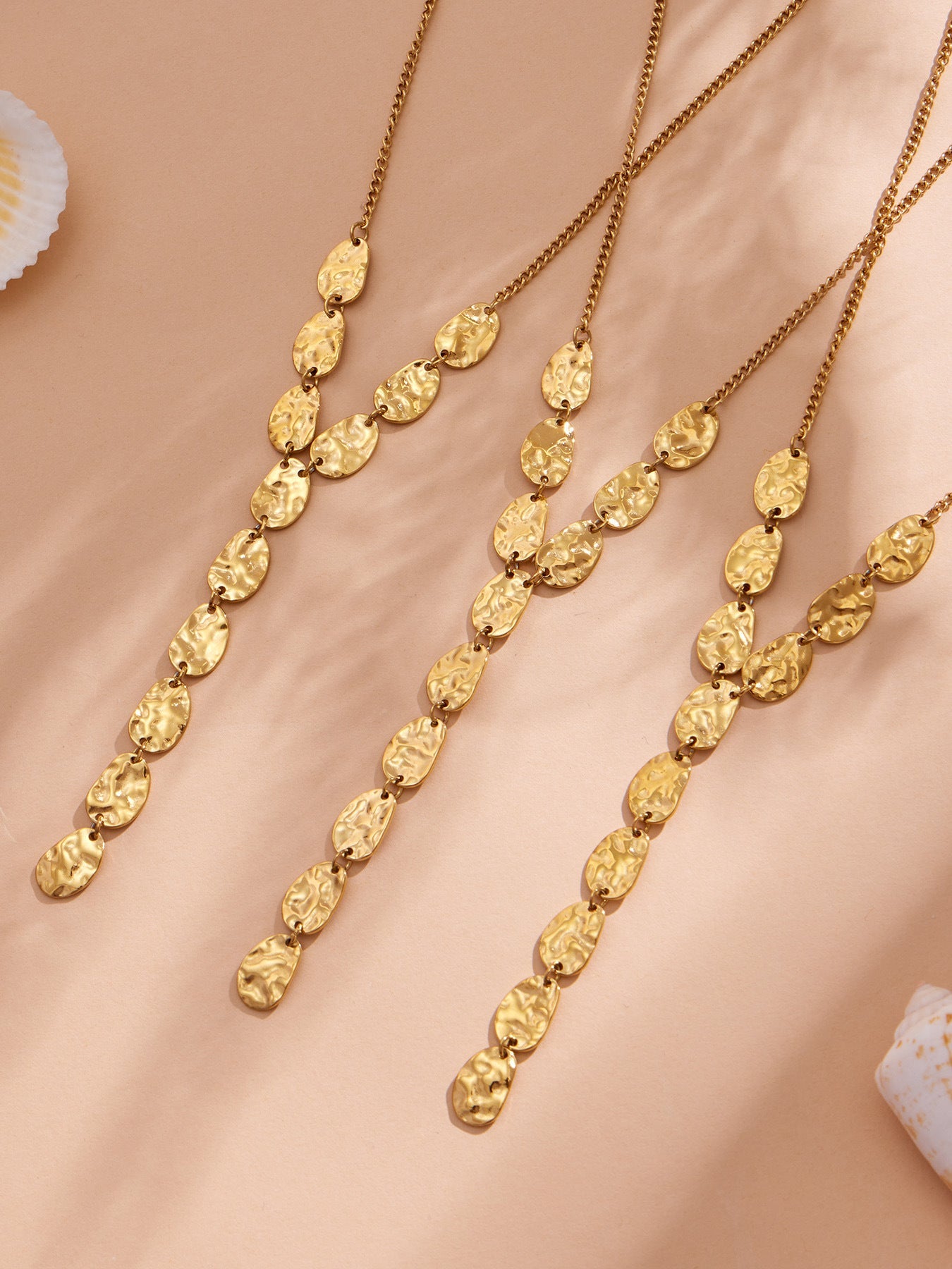 Hammered Y Drop Necklace - Moonix