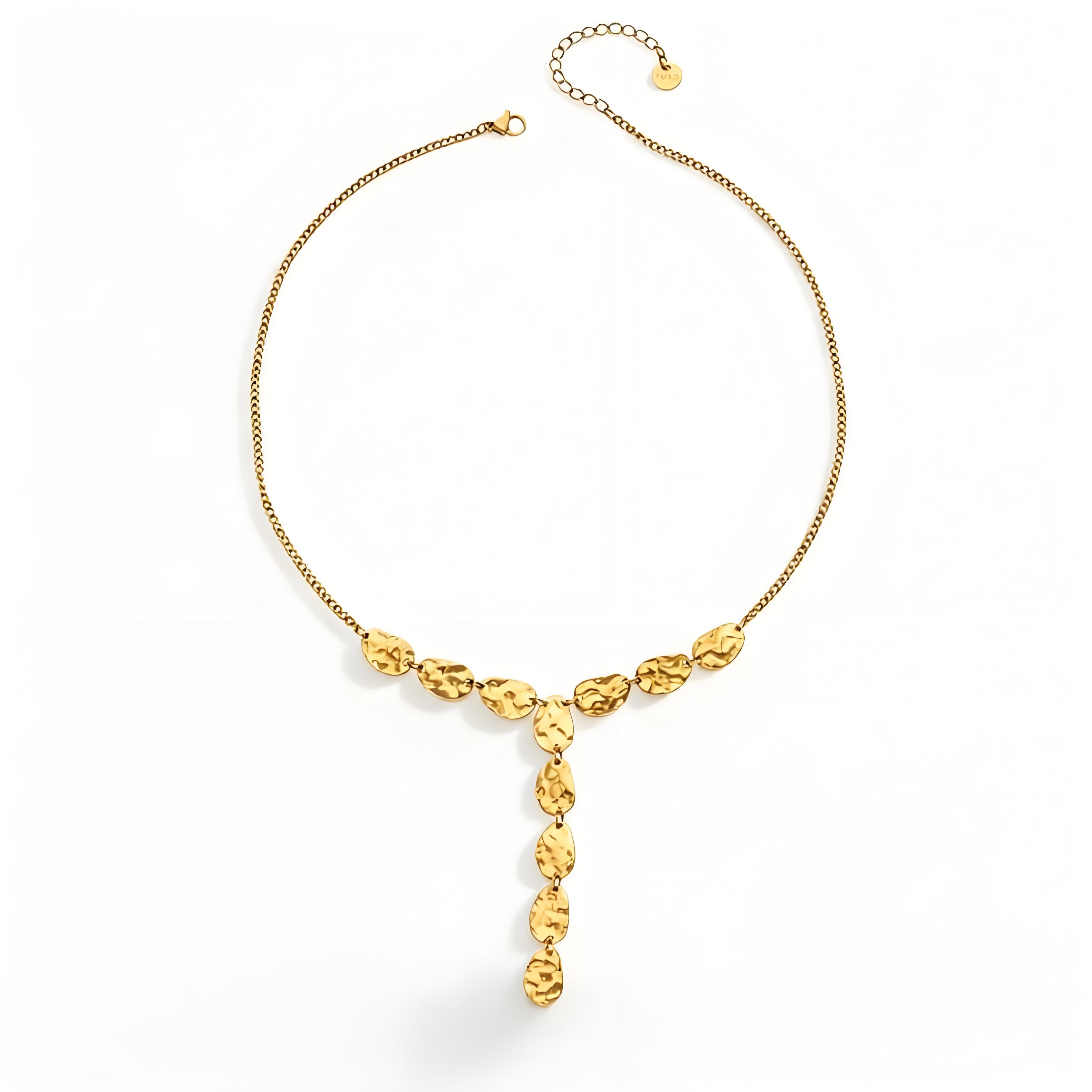 Hammered Y Drop Necklace - Moonix