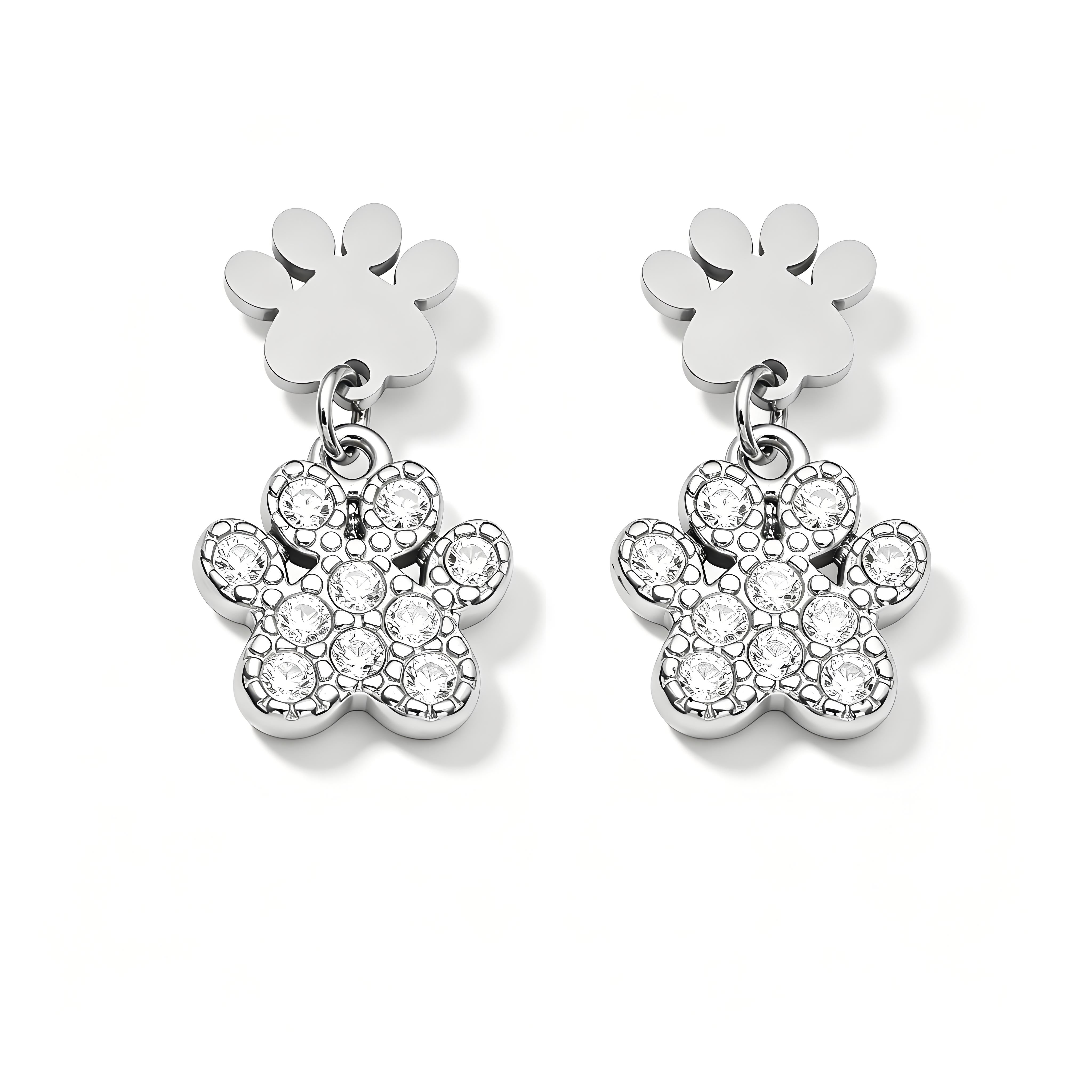 Lucky Charm Paw Print Drop Earrings - Moonix