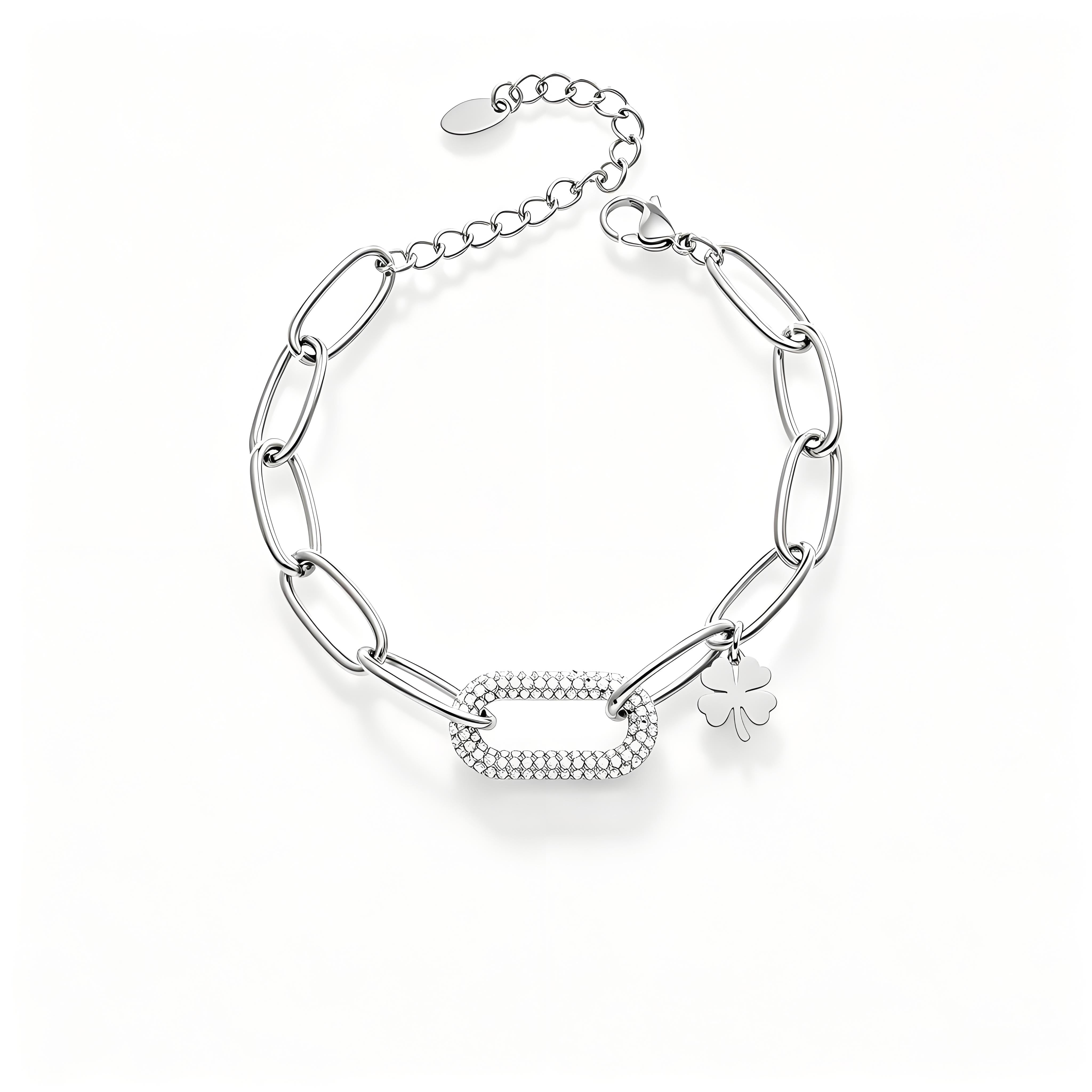 Lucky Clover Paperclip Bracelet - Moonix