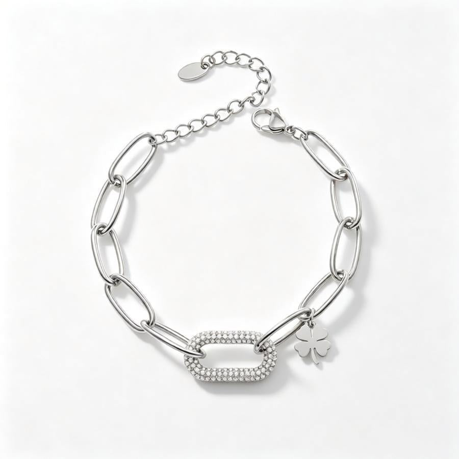 Lucky Clover Paperclip Necklace - Moonix