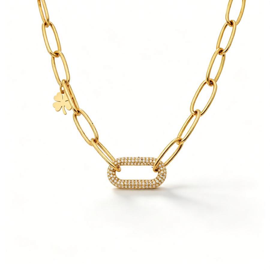 Lucky Clover Paperclip Bracelet - Moonix