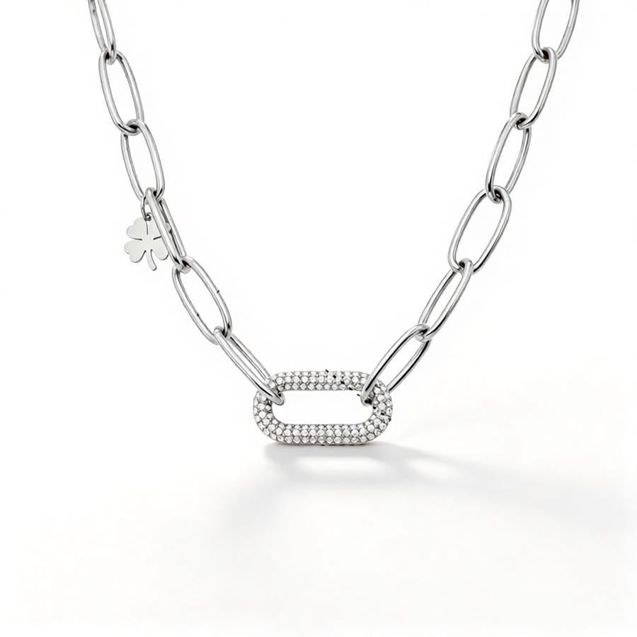 Lucky Clover Paperclip Bracelet - Moonix