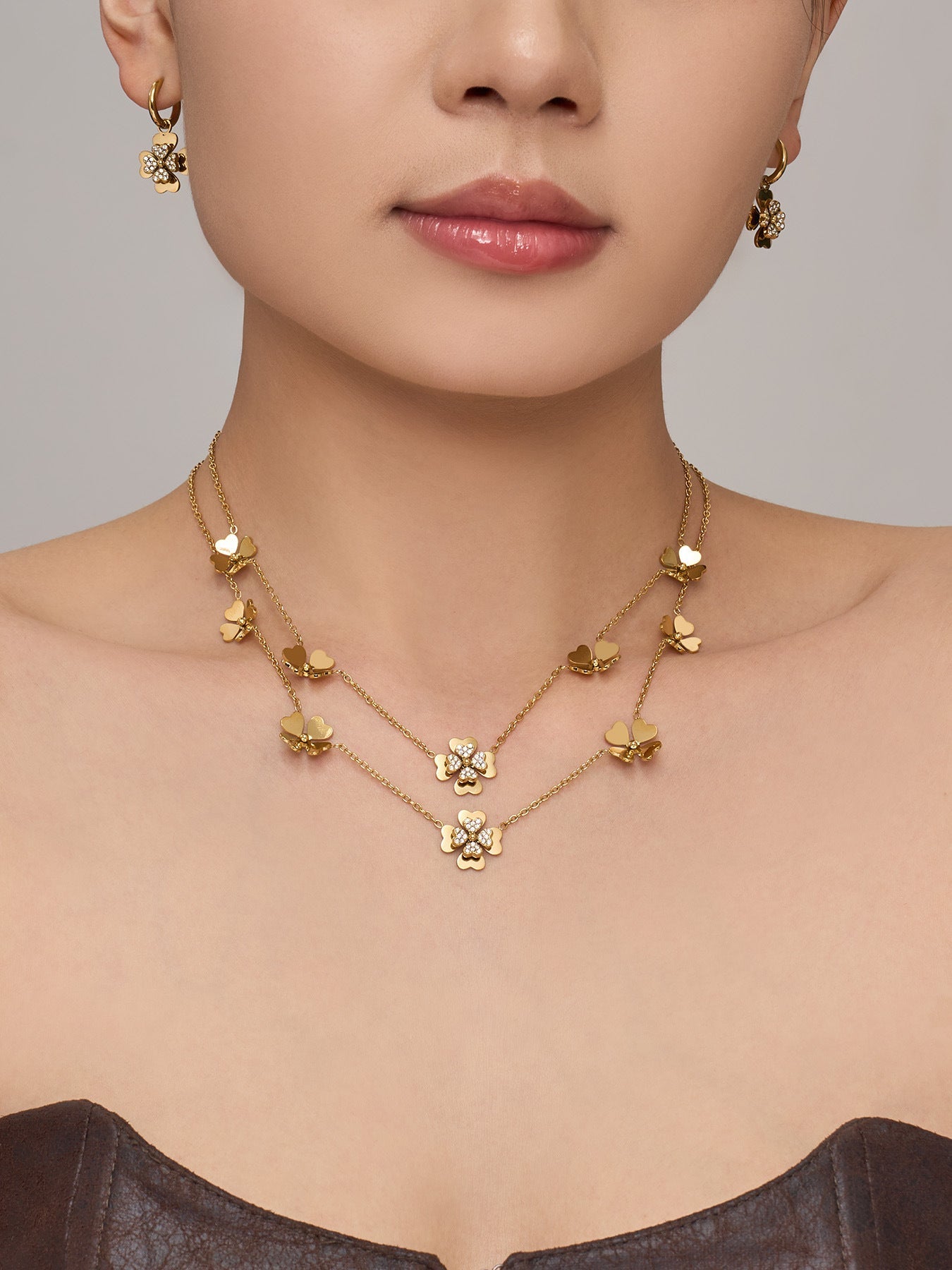 Lumi Clover Open Bangle - Moonix