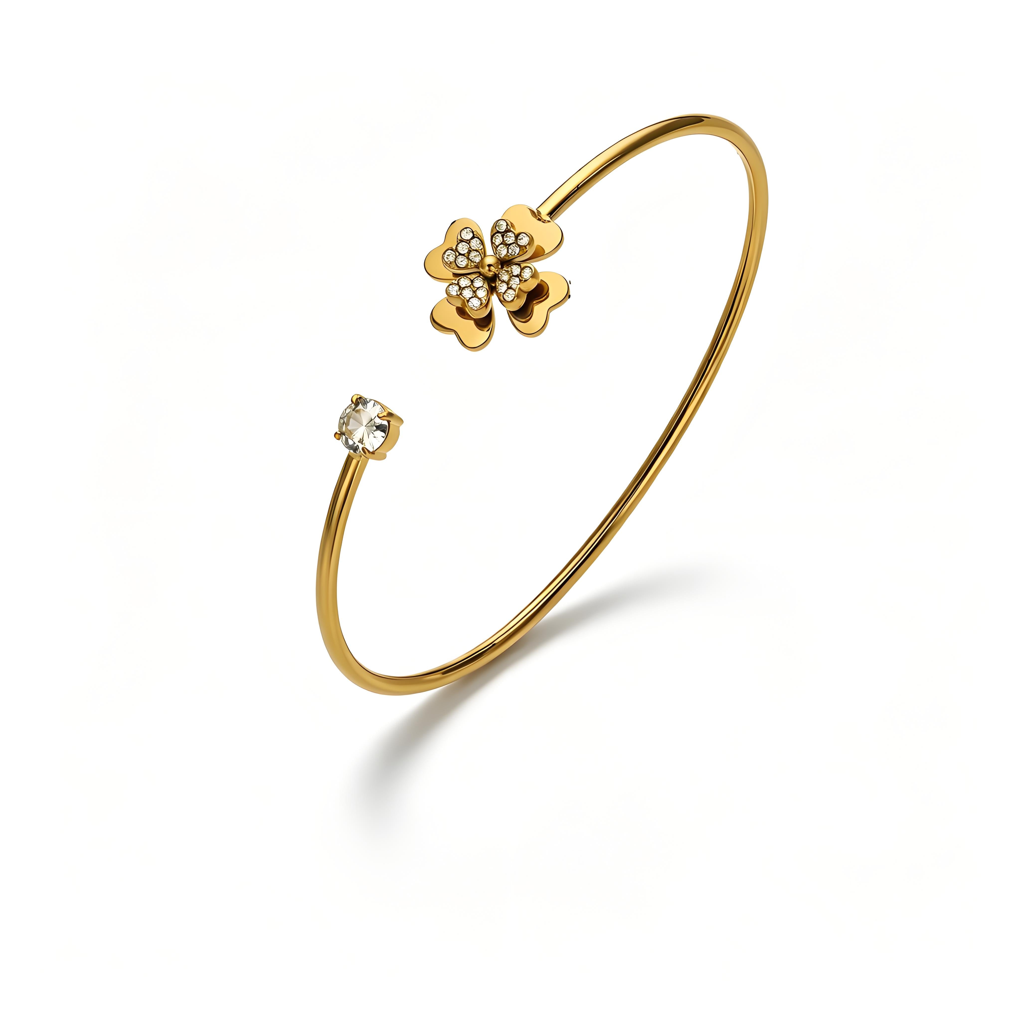Lumi Clover Open Bangle - Moonix