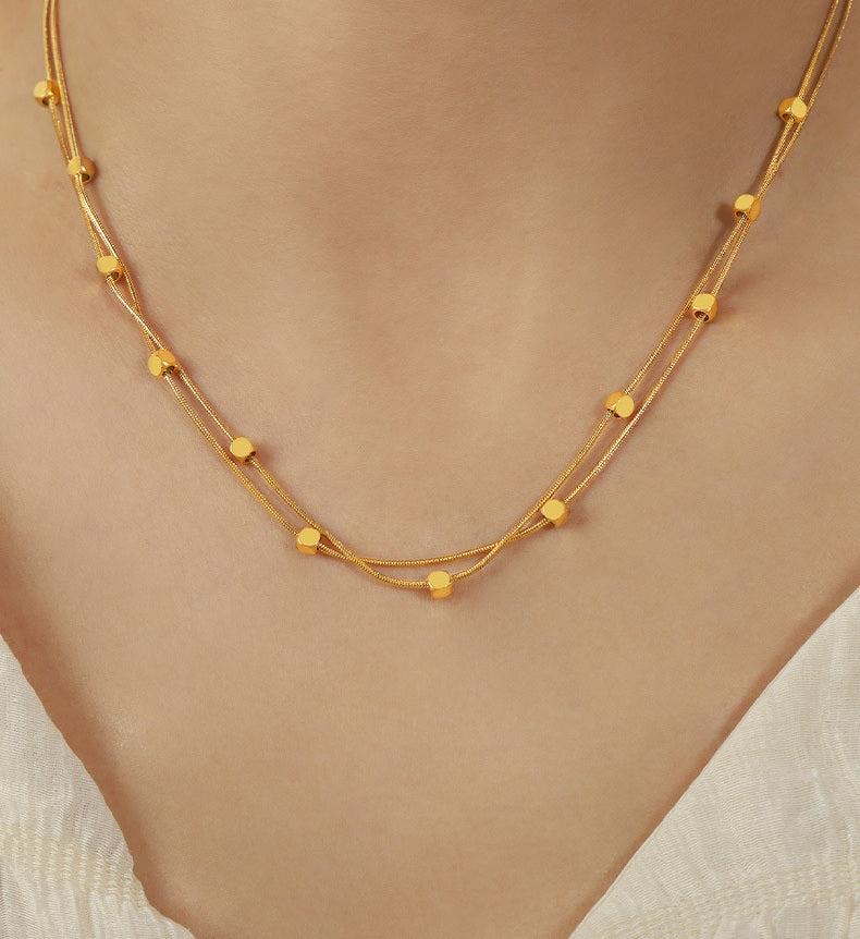 Mini Cube Double Layer Necklace - Moonix