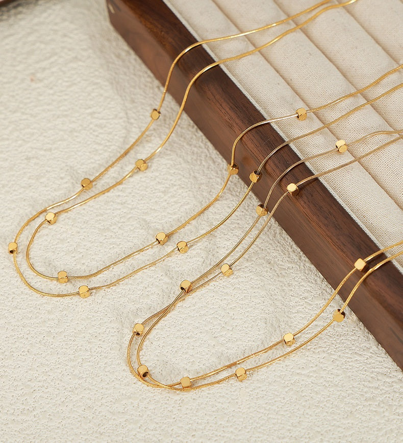 Mini Cube Double Layer Necklace - Moonix