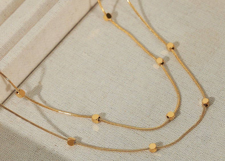 Mini Cube Double Layer Necklace - Moonix