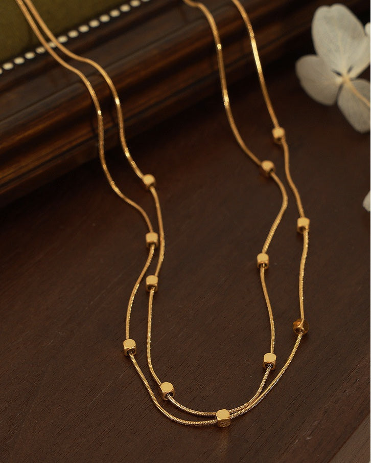 Mini Cube Double Layer Necklace - Moonix