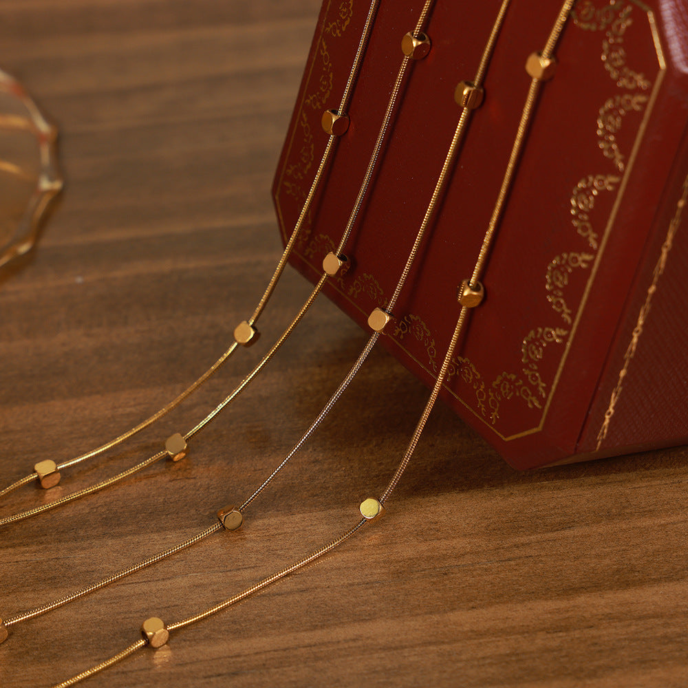 Mini Cube Double Layer Necklace - Moonix