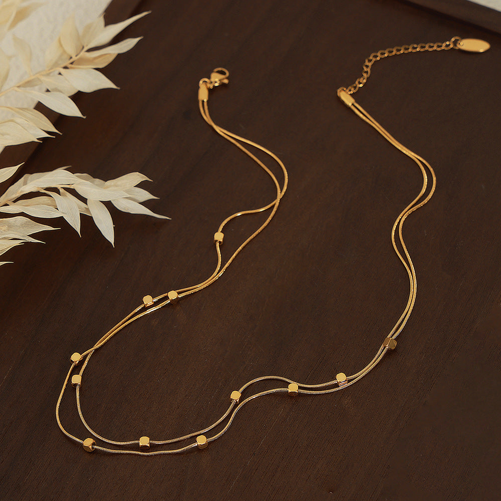 Mini Cube Double Layer Necklace - Moonix