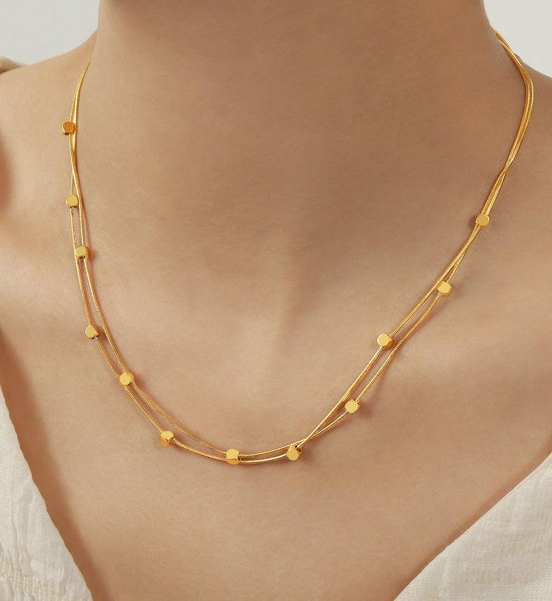 Mini Cube Double Layer Necklace - Moonix