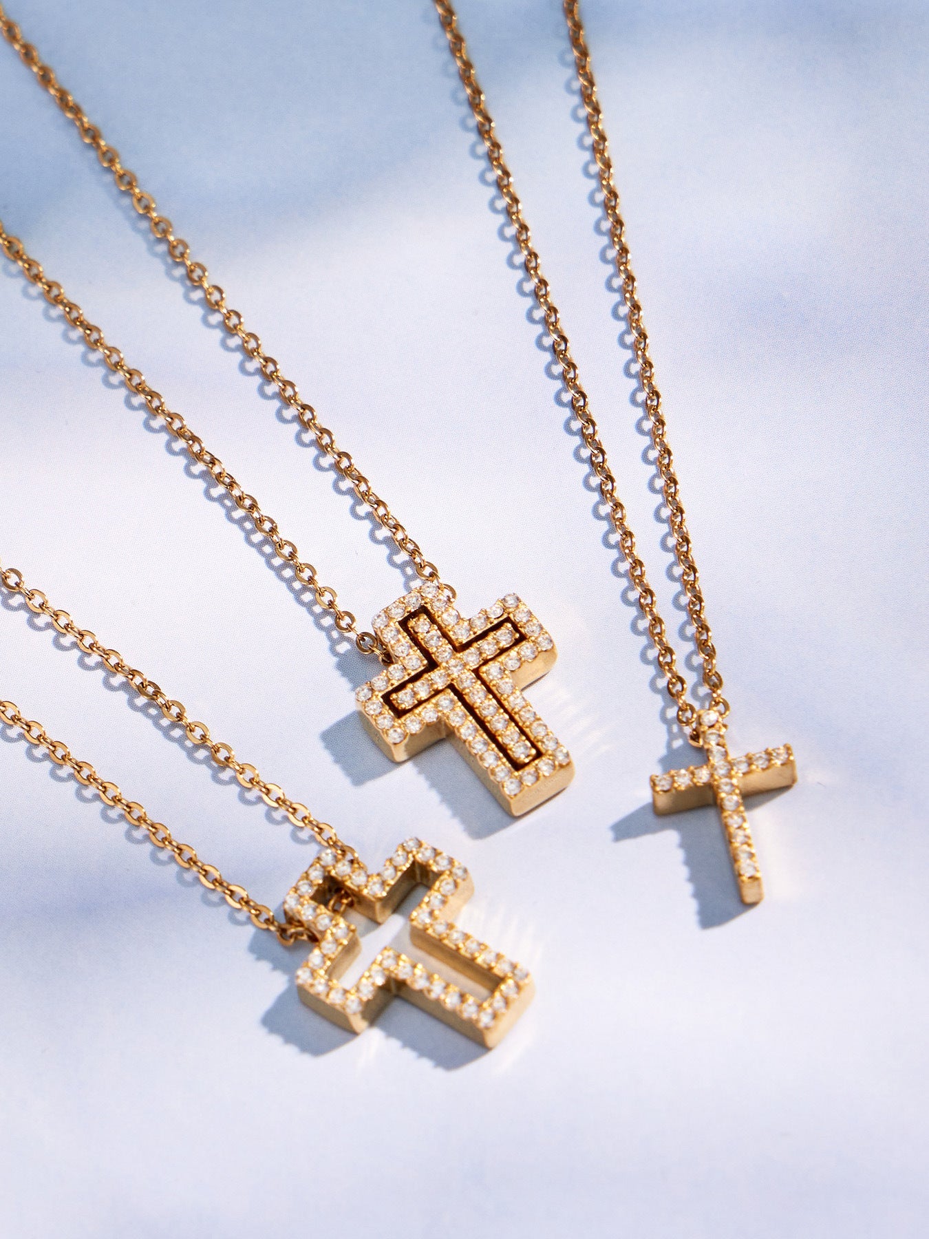 Y-Layer Tiny Cross Bead Lariat Necklace - Moonix