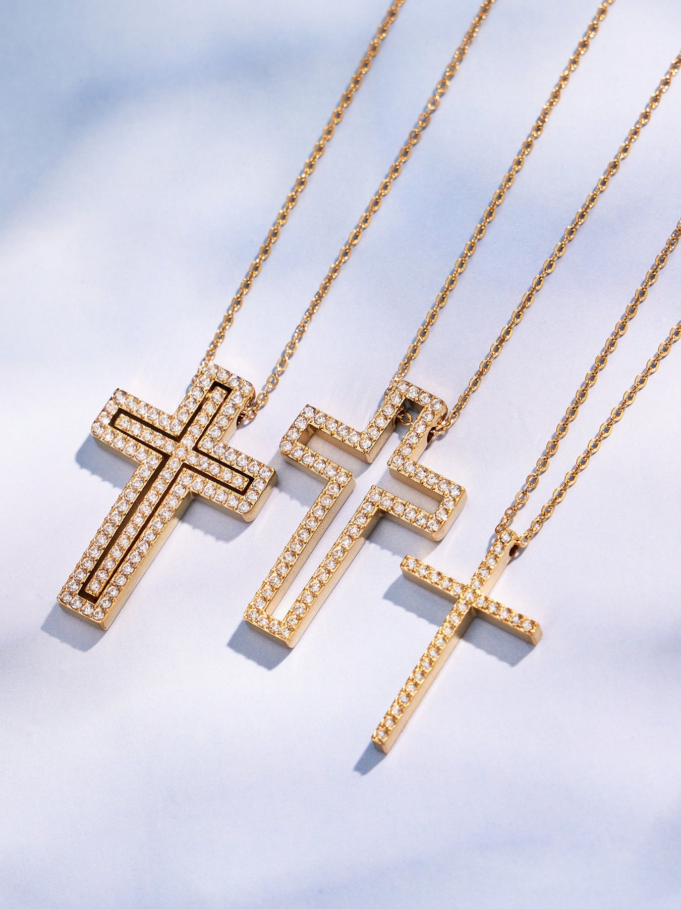 Y-Layer Tiny Cross Bead Lariat Necklace - Moonix
