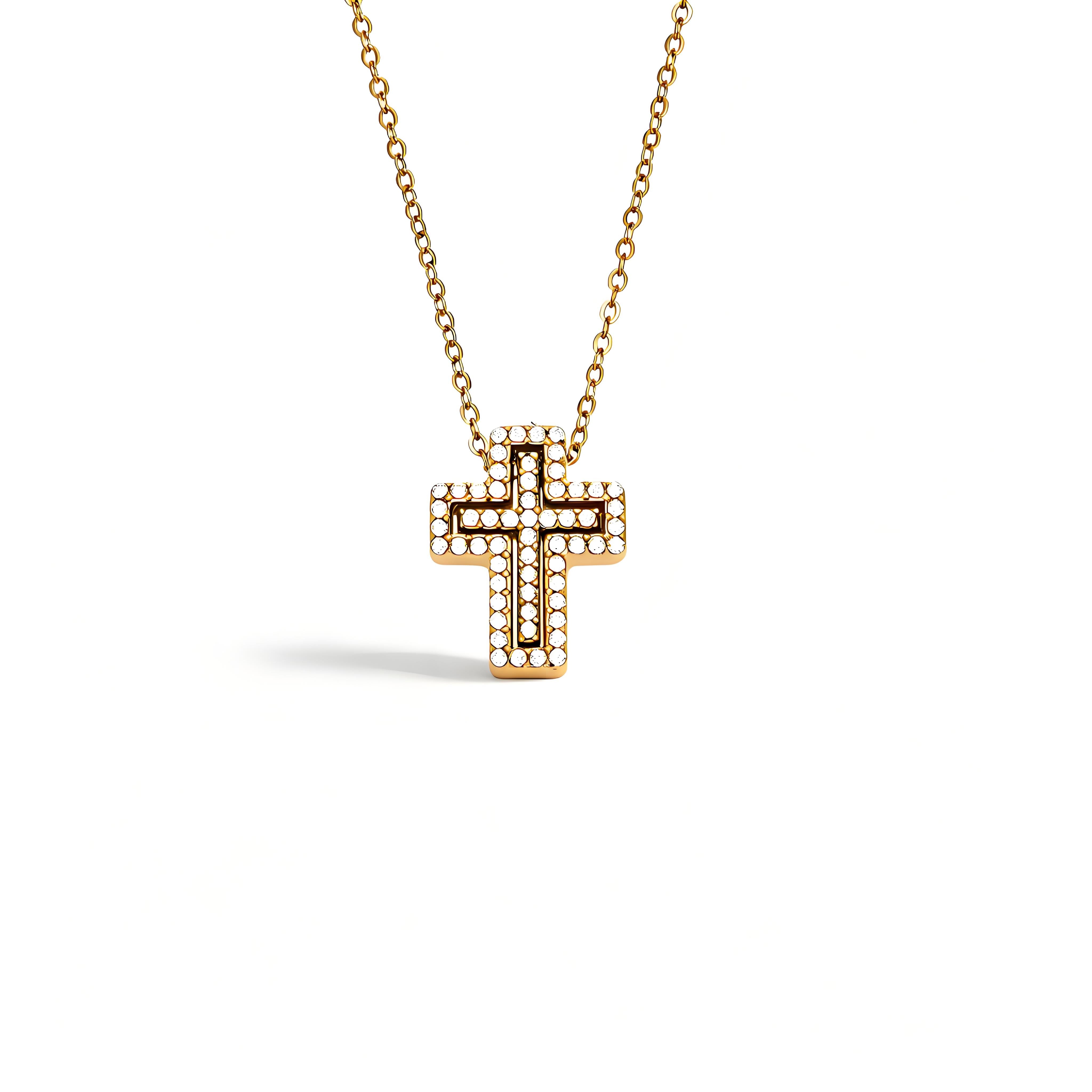 Y-Layer Tiny Cross Bead Lariat Necklace - Moonix