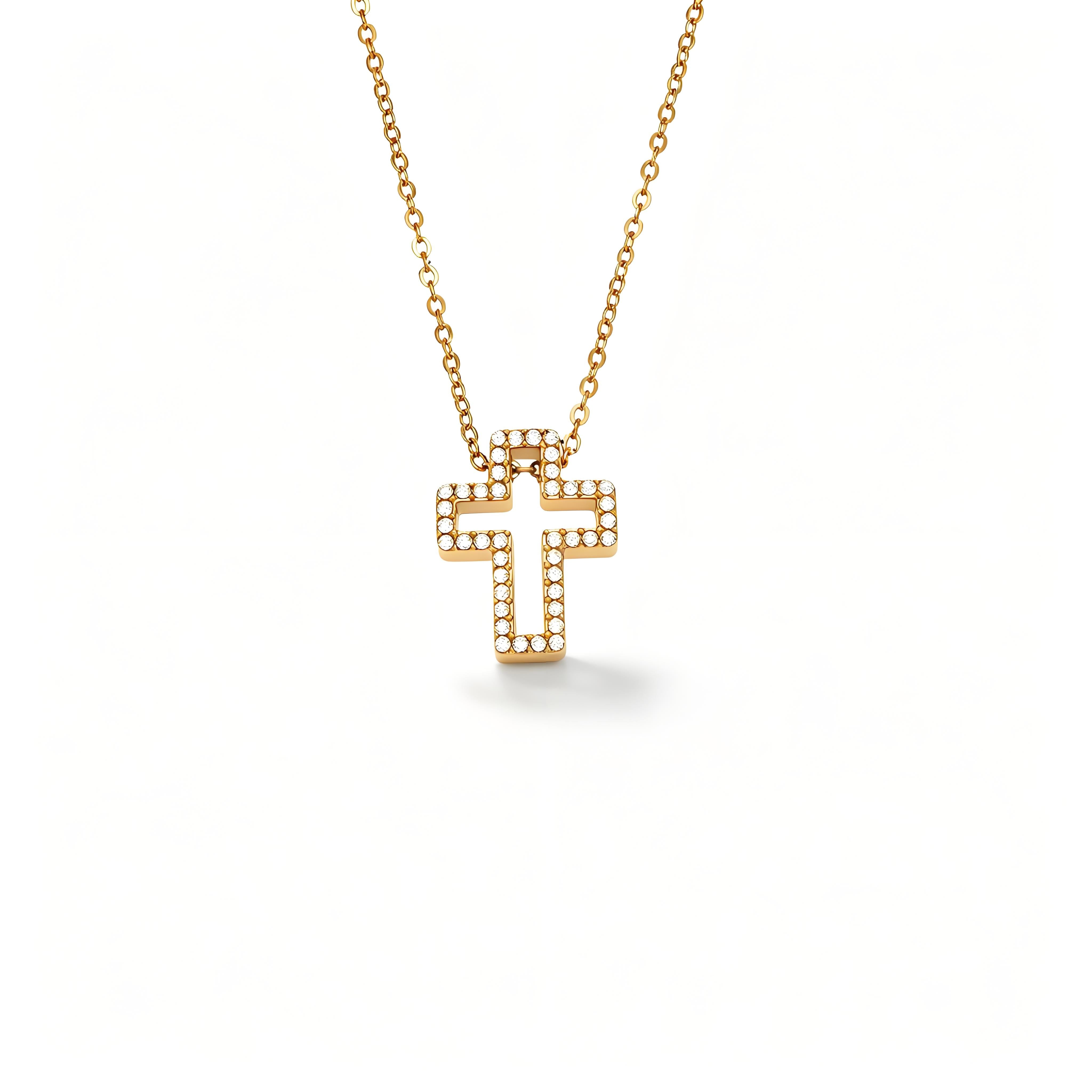 Y-Layer Tiny Cross Bead Lariat Necklace - Moonix