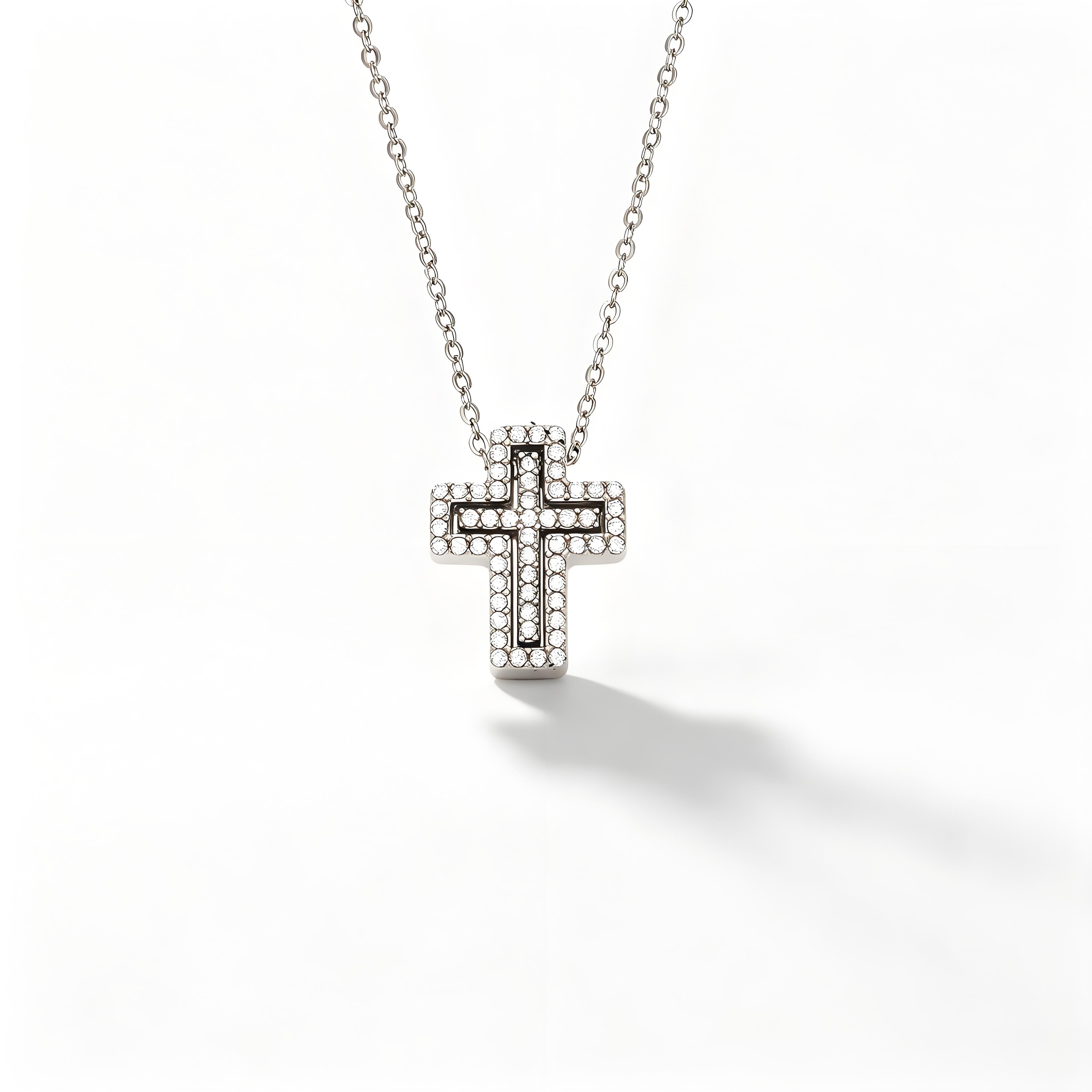 Y-Layer Tiny Cross Bead Lariat Necklace - Moonix