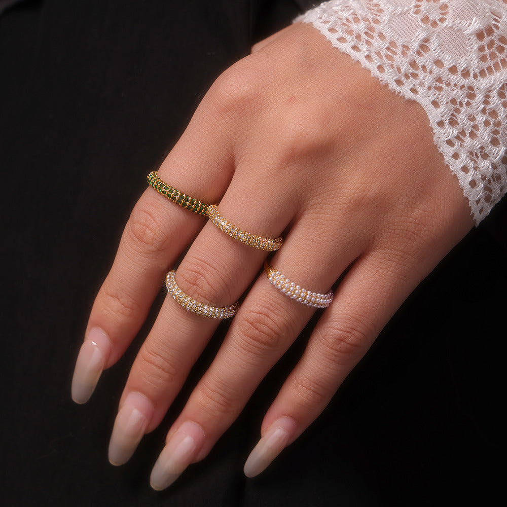 Pavé Stacking Pearl Ring - Moonix
