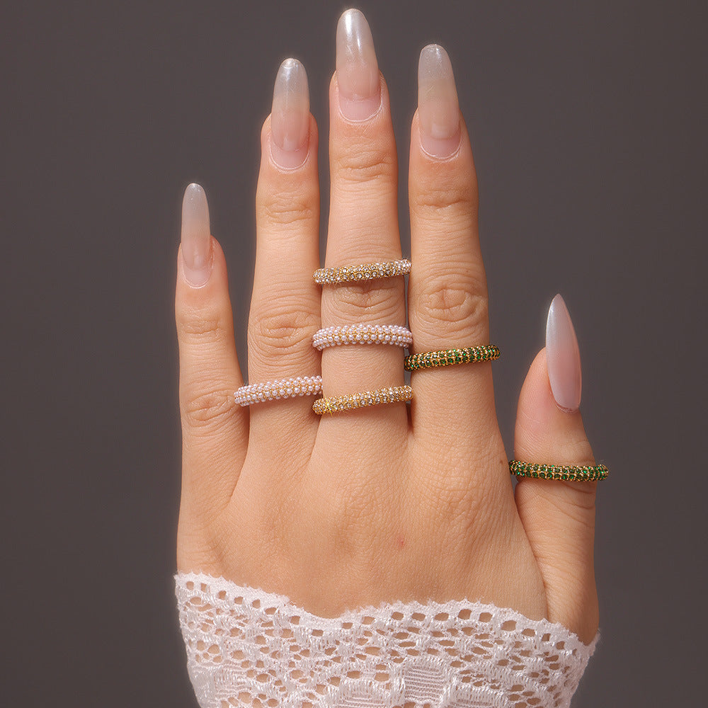 Pavé Stacking Pearl Ring - Moonix