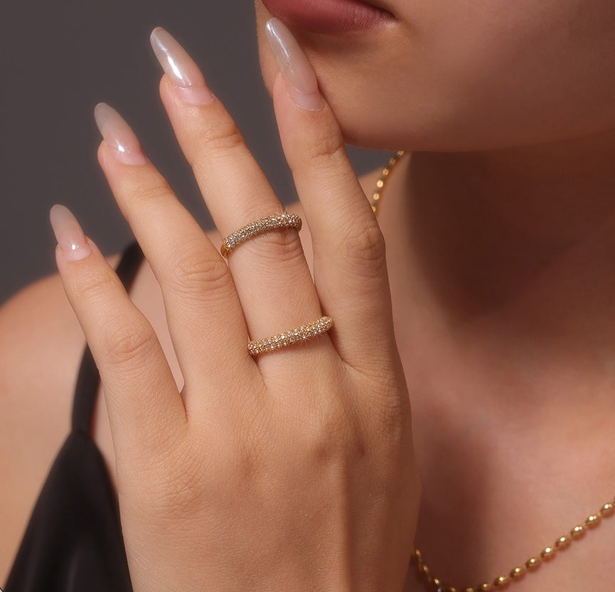 Pavé Stacking Pearl Ring - Moonix