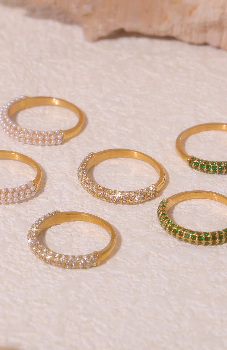 Pavé Stacking Pearl Ring - Moonix