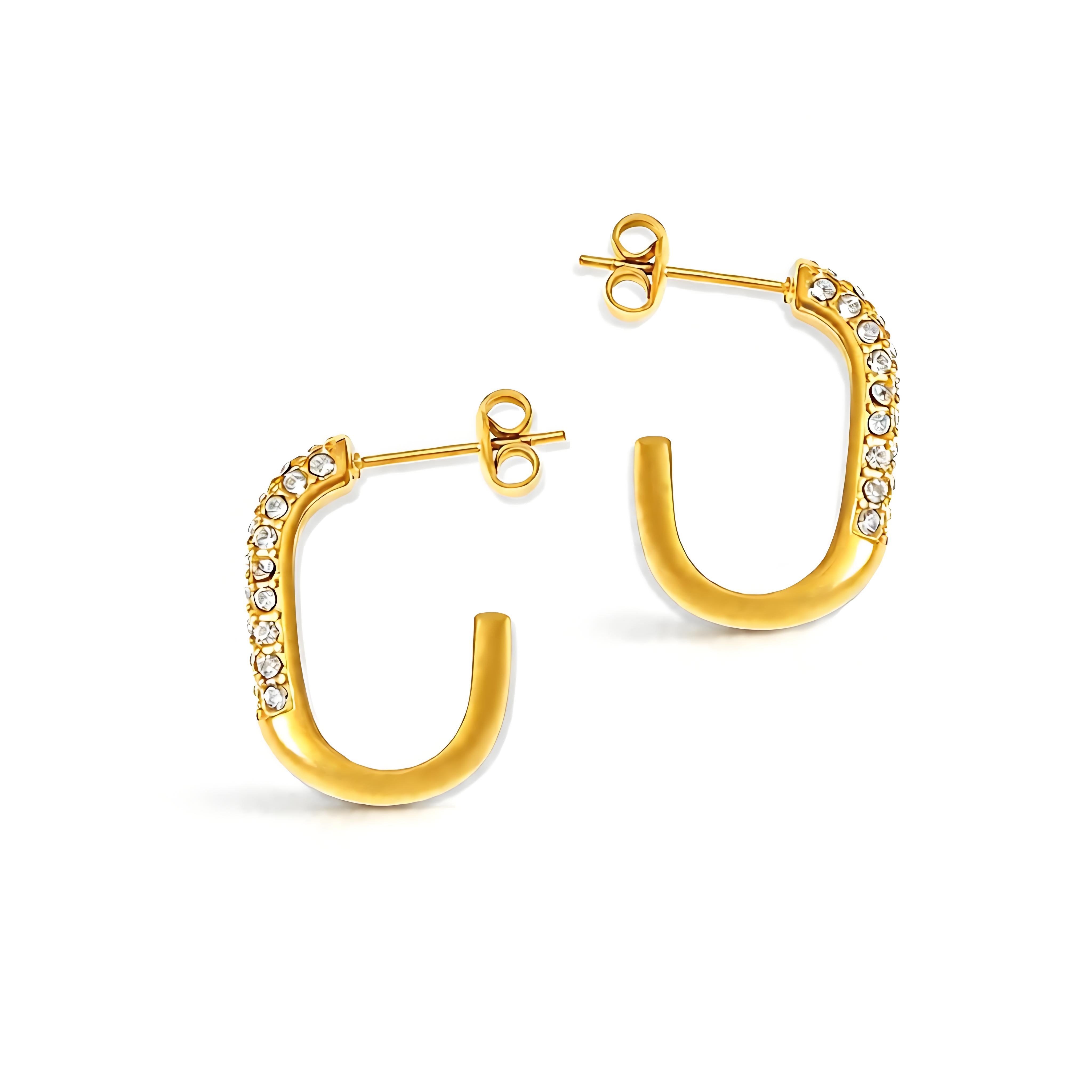 Paved Open C Hoop Earring - Moonix