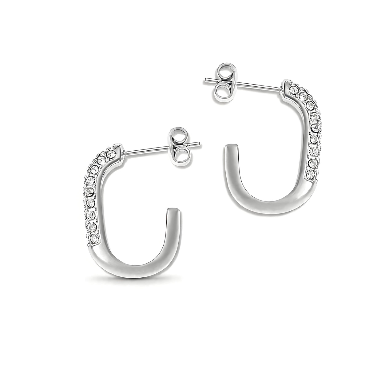 Paved Open C Hoop Earring - Moonix