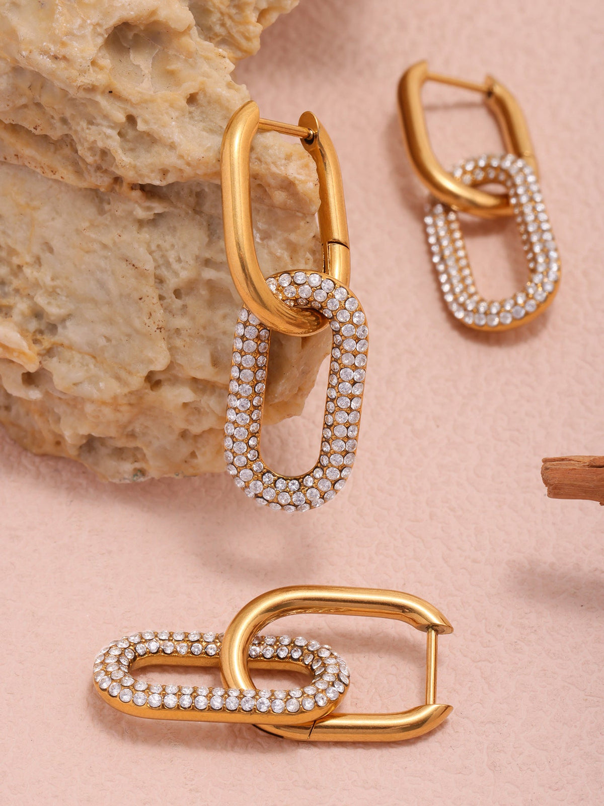 Paved Paperclip Hoop Earrings - Moonix
