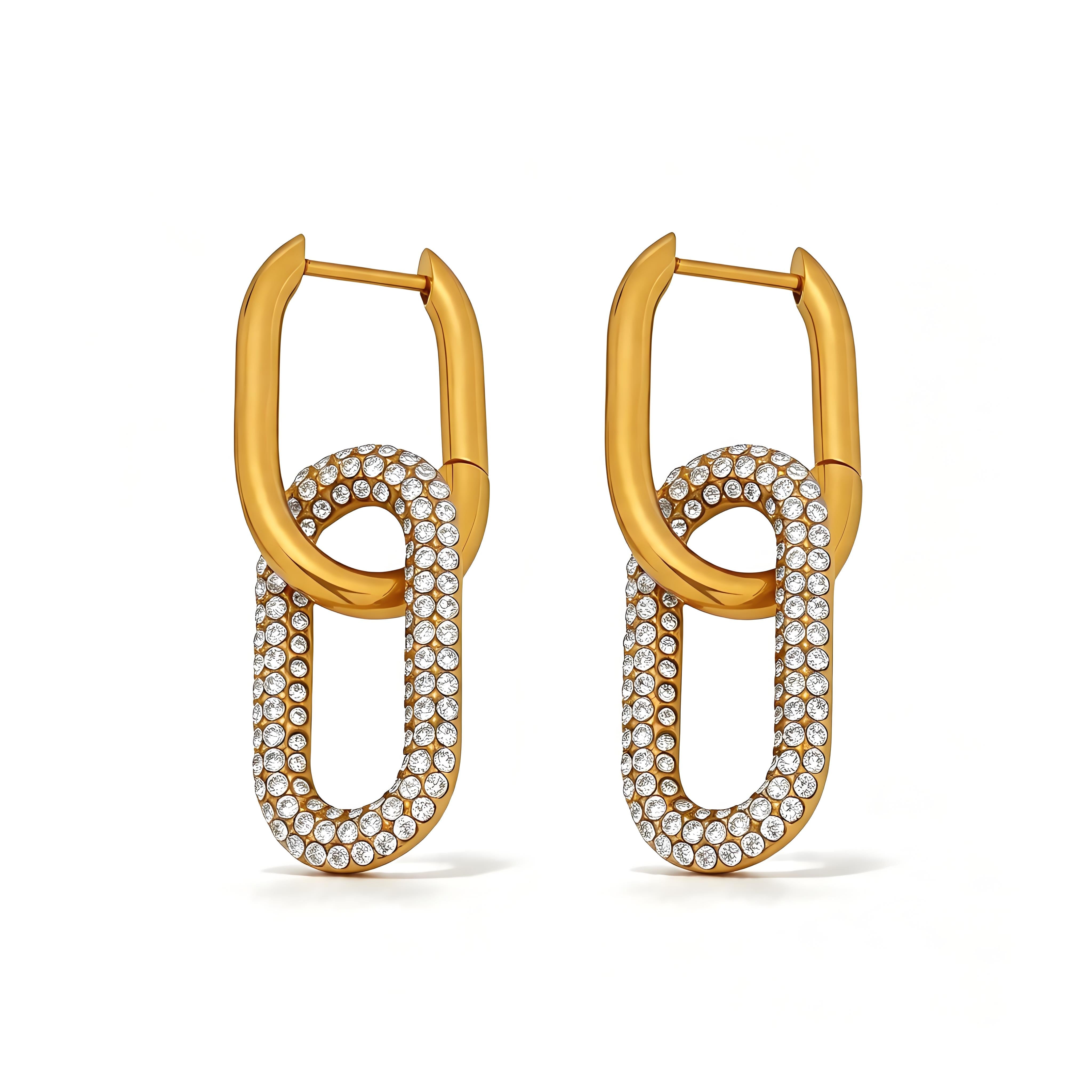 Paved Paperclip Hoop Earrings - Moonix